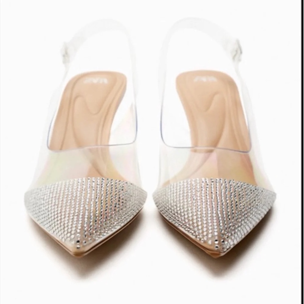 Zara Rhinestone Vinyl Toe Heels